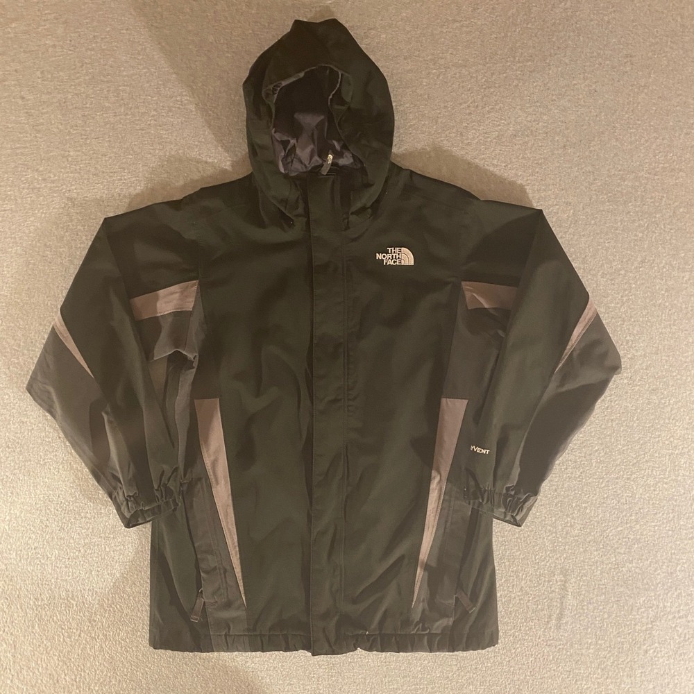 The North Face Boys Black HyVent Hooded Windbreaker Jacket Large 14/16